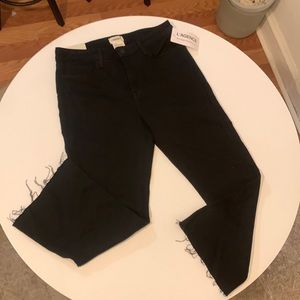 L’Agence Stretch Black Sophia High Tise Cropped Flare Pants